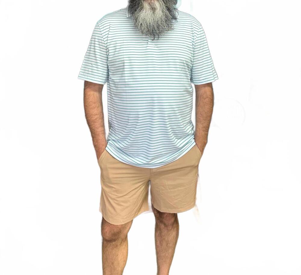 NEW SOUTHERN POINT CO. horizon stripe polo in wing teal